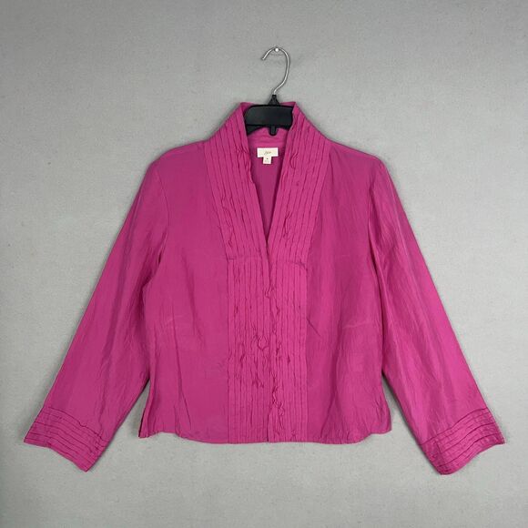 J. Jill Tops - J Jill Blouse Womens Medium Fuchsia Pink Pleated Dressy Feminine Top 100% Silk